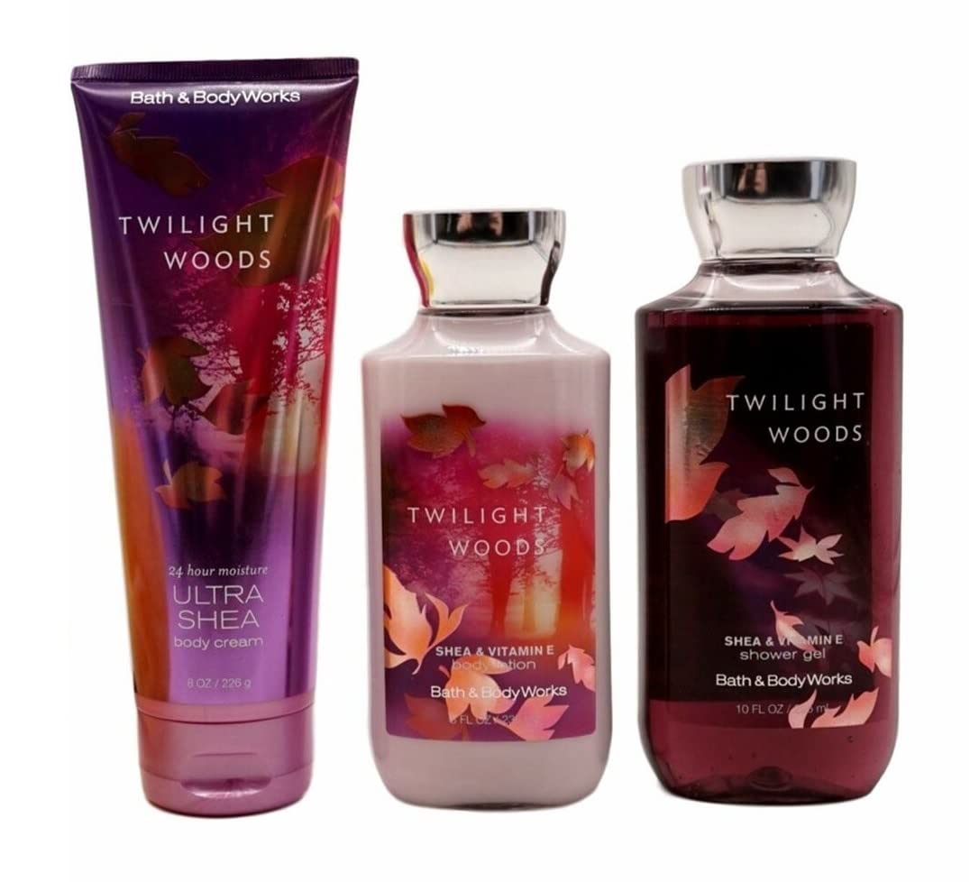Bath & Body Works, Ultra Shea Body Cream, Body Lotion, Shower Gel, Twilight Woods Bundle (3-Pack) Beauty & Personal Care Bath & Body Works