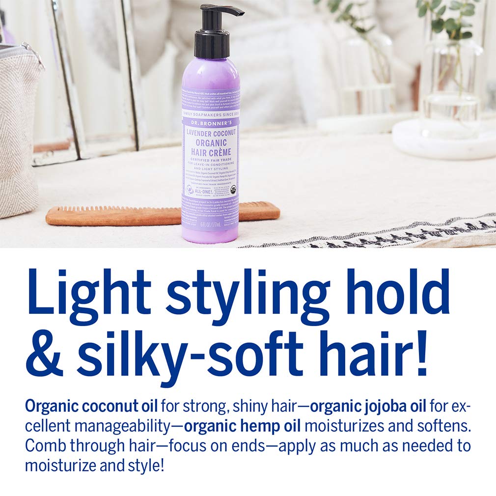 Dr. Bronner's - Organic Hair Creme (Lavender Coconut, 6 Ounce) Beauty & Personal Care Dr. Bronner's