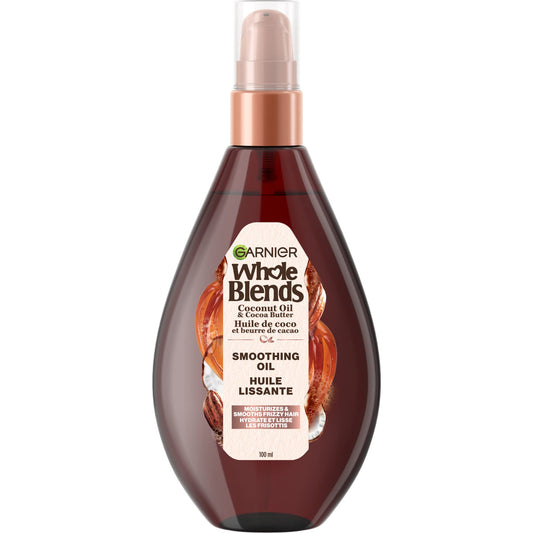 Garnier Whole Blends Smoothing Oil, Coconut Oil & Cocoa Butter Extracts 3.4 Fl Oz (1 Count) Beauty & Personal Care Garnier