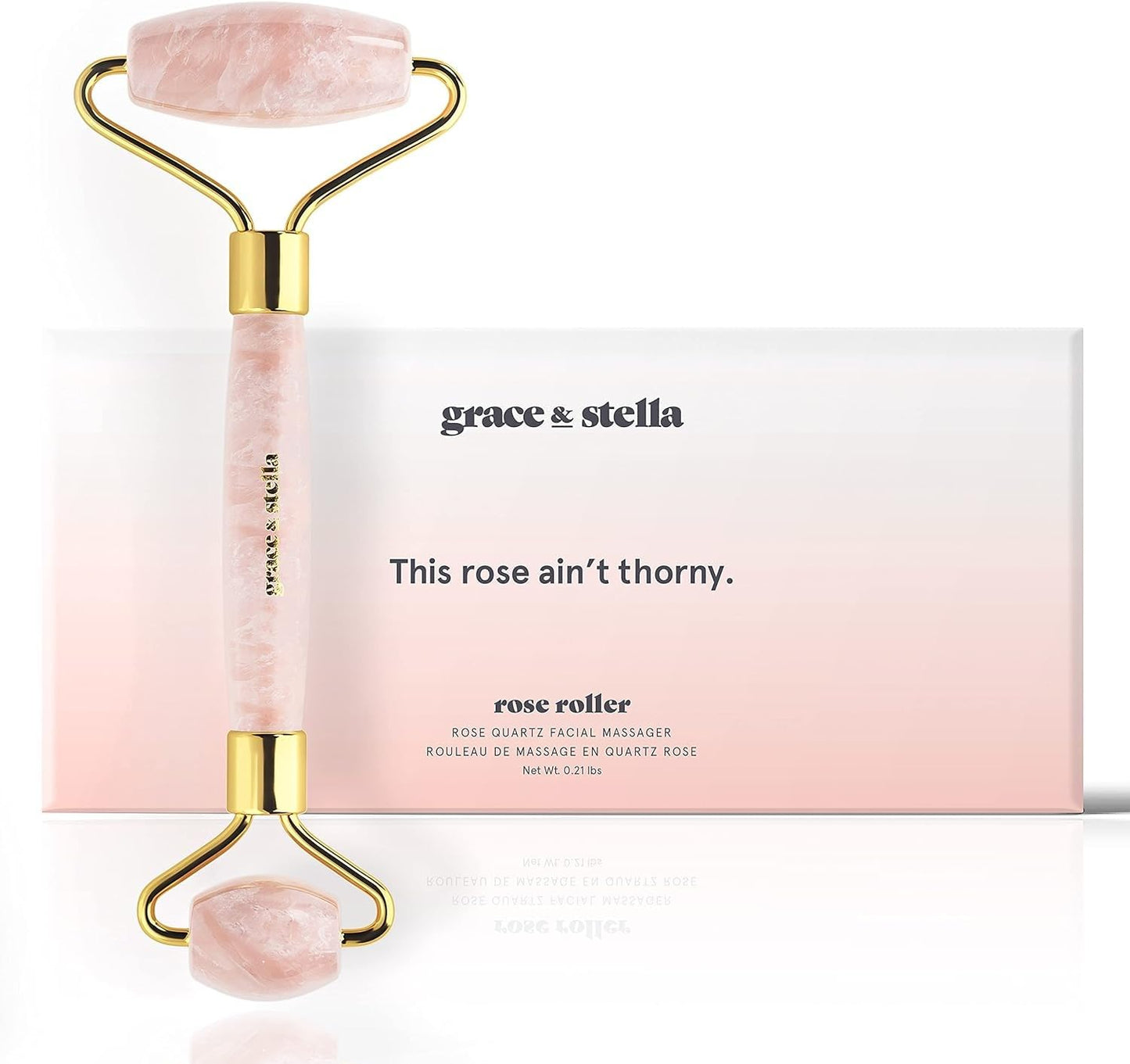 Rose Quartz Face Roller - Face Roller Skin Care - Facial Roller - Stone Roller For Face - Face Massager Roller For Lymphatic Drainage, Puffiness Beauty & Personal Care grace & stella
