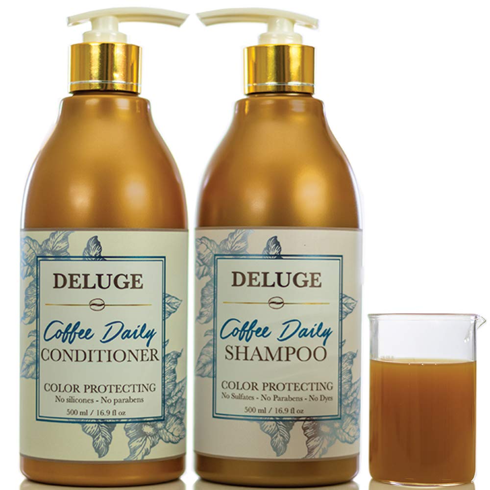 Deluge - Coffee Daily Shampoo and Conditioner -Gentle and Natural, SULFATE, Salt and PARABEN Free. NO Dyes. Made with Coffee Fruit, ARGAN Oil, Quinoa Beauty & Personal Care DELUGE