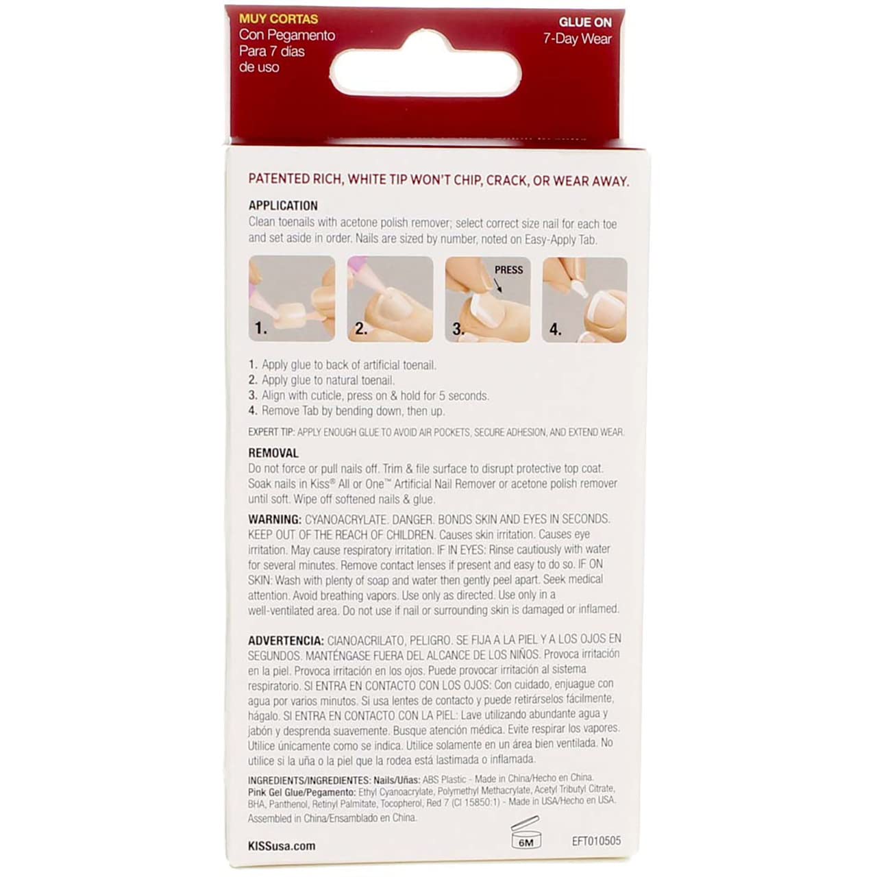 Kiss Everlasting French Toenail Kit Real Short 24 Nail (6 Pack) Beauty & Personal Care KISS