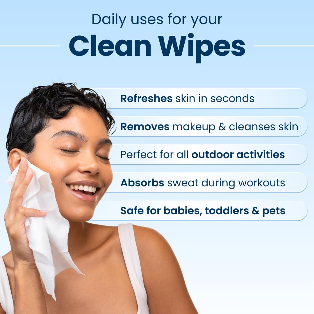 Clean Skin Club Clean Wipes, XL Makeup Remover Face Wipes, Textured Cleansing Facial Wipes for Sensitive Skin, Hypoallergenic, Fragrance-Free, Vegan Beauty & Personal Care CLEAN SKIN CLUB