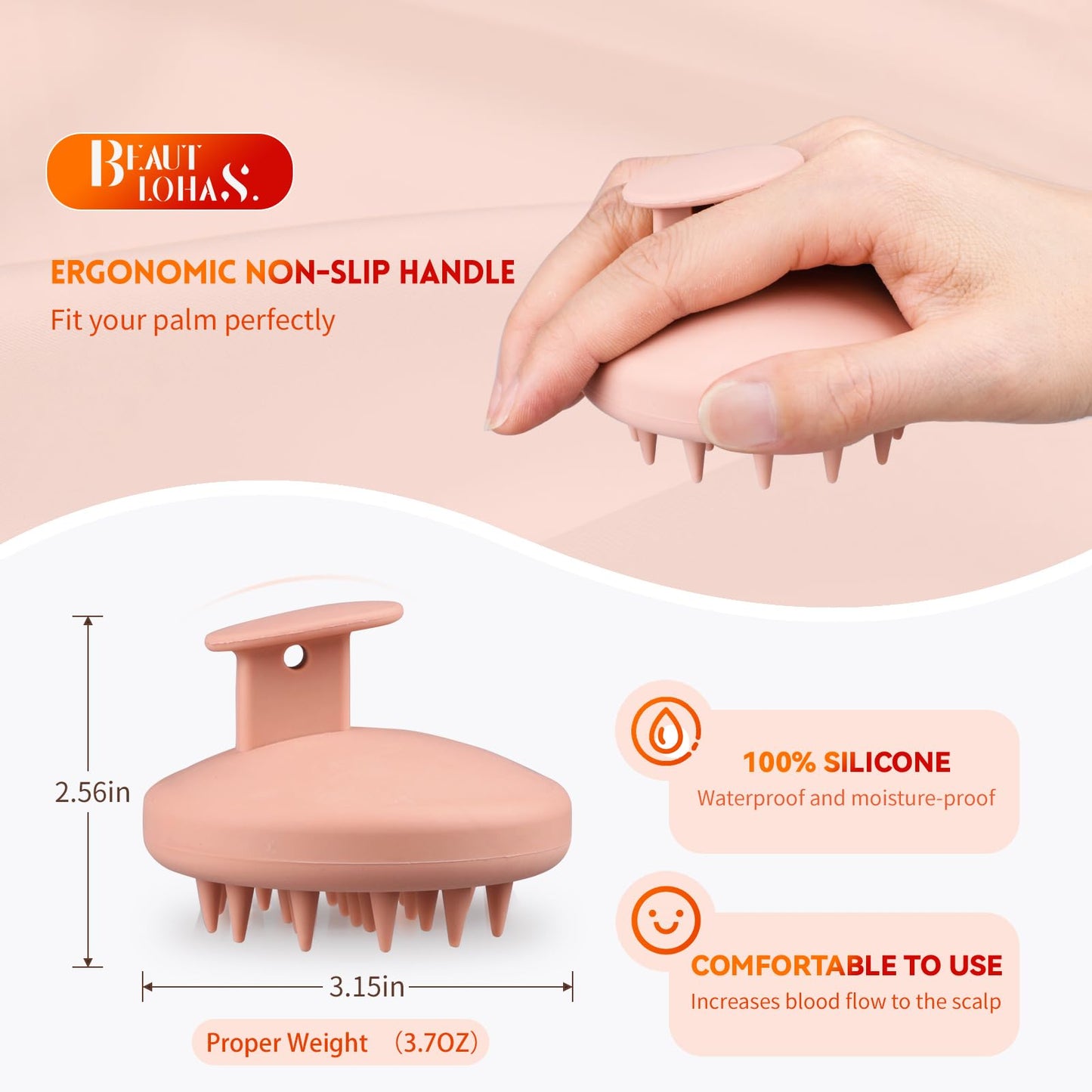 BEAUTLOHAS. Silicone Scalp Massager Shampoo Brush for Shower, Scalp Scrubber with Soft Bristles for Hair Growth & Dandruff Treatment, Wet Dry Hair Beauty & Personal Care BEAUTLOHAS.
