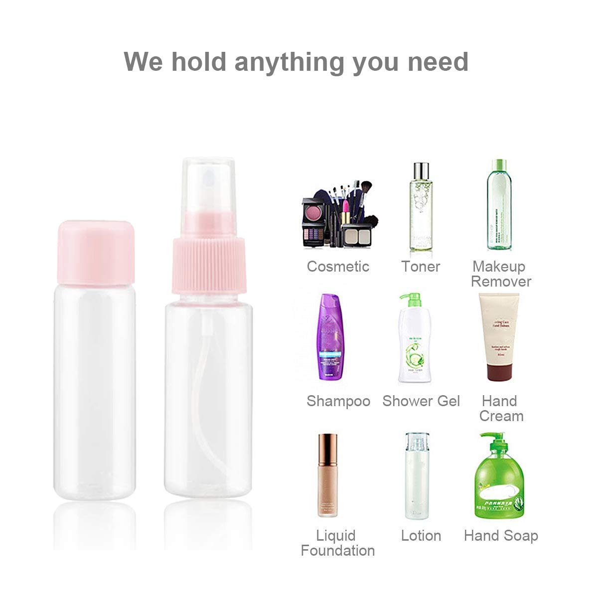 Vitog Travel Bottles Kit, TSA Approved Leak Proof Portable Toiletry Containers Set, Clear PET Flight Size Cosmetic Containers for Lotion, Shampoo Beauty & Personal Care Vitog