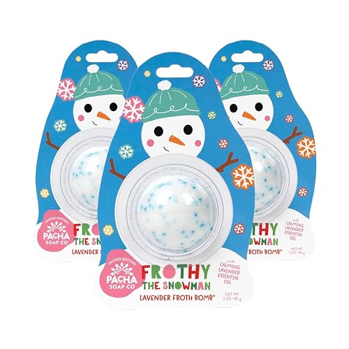 PACHA SOAP Co. Holiday Bath Bomb Card 3 Pack, Frothy The Snowman - Scents of Lavender, Moisturizing, Naturally Derived & Handcrafted in The USA Beauty & Personal Care Pacha Soap Co