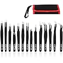 HengTianMei Precision Tweezers Set, ESD Anti-Static Stainless Steel Tweezers Set for Craft, Jewelry, Electronics, Laboratory Work (14 PCS) Beauty & Personal Care HengTianMei
