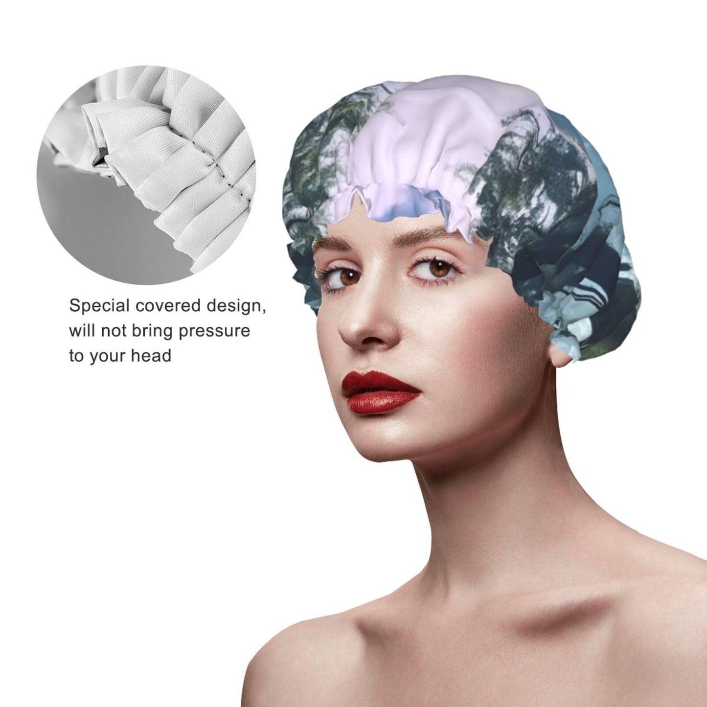 Swamp Landscape Shower Cap for Women Men Large Reusable Shower Bonnet Double-Layer Waterproof Bath Caps Elastic Band Hair Hat for All Hairstyles Beauty and Personal Care BWLHJKE