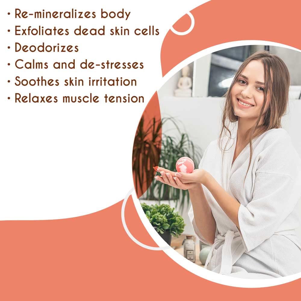 Pink Salt Crystal Accessories (Pink Salt Crystal Bath Ball - Round Shape) Beauty and Personal Care Pride Of India