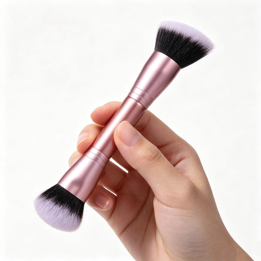 Dual-Ended Foundation Brush: Round & Angled makeup brushes, 100% Vegan Synthetic Makeup Brush for Flawless Blending and Application of Liquid, Powder Beauty and Personal Care dpolla Default Title
