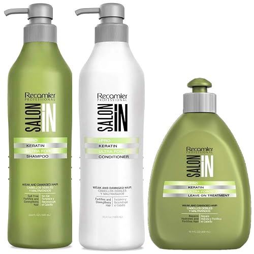Salon In by Recamier | Keratin Ultra Force Set - Keratin Shampoo, Hair Conditioner & Leave-On Treatment (10.1 fl oz / 300 ml each) | Shampoo Beauty & Personal Care RECAMIER PROFESSIONAL SALON IN