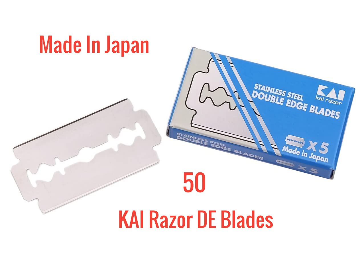 50 Stainless Steel Double Edge Safety Razor Blades from Kai Cutlery Beauty and Personal Care KAI