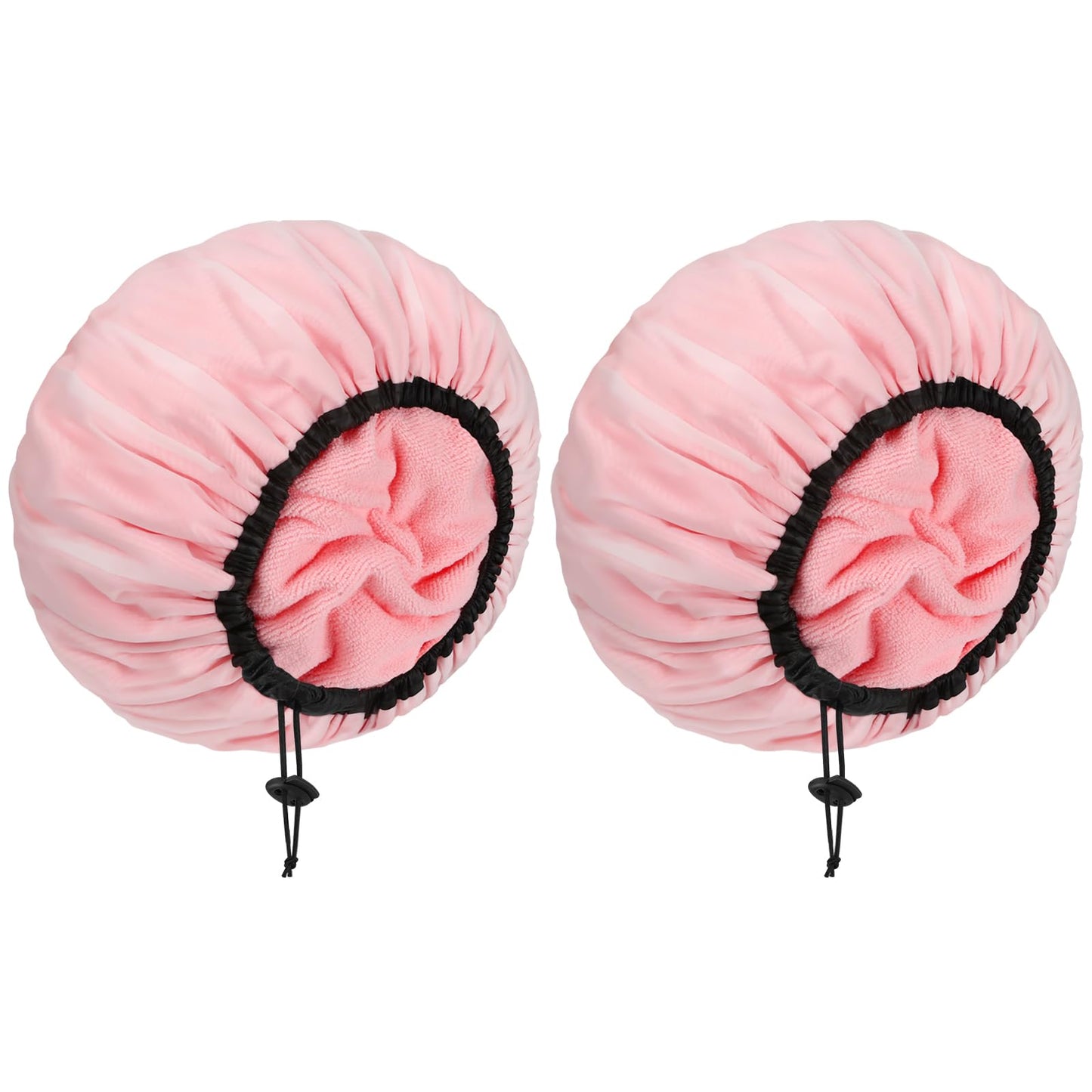 WAMFLUY 2PCS Terry Lined Shower Caps for Women, Reusable Adjustable Shower Cap, Double Layer Extra Large Waterproof Shower Cap for Women Long Hair Beauty and Personal Care WAMFLUY