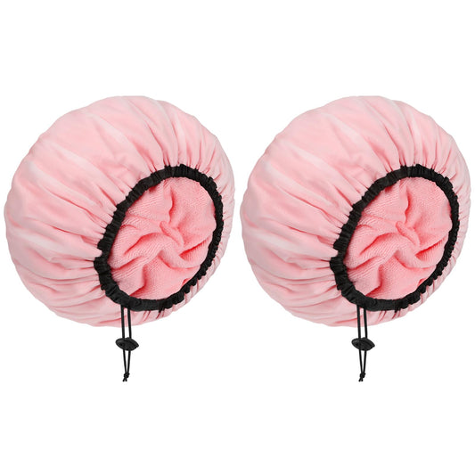 WAMFLUY 2PCS Terry Lined Shower Caps for Women, Reusable Adjustable Shower Cap, Double Layer Extra Large Waterproof Shower Cap for Women Long Hair Beauty and Personal Care WAMFLUY