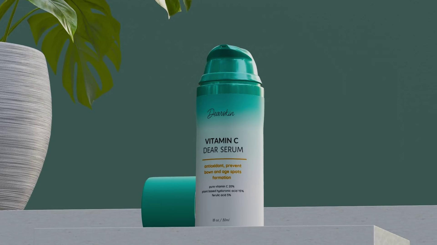 Dearskin Vitamin C Serum 20% - PURE L-ASCORBIC ACID, Ferulic Acid, Hyaluronic Acid Botanic, Vitamin E Organic Cruelty Free for Face and Neck Best Beauty & Personal Care Dearskin