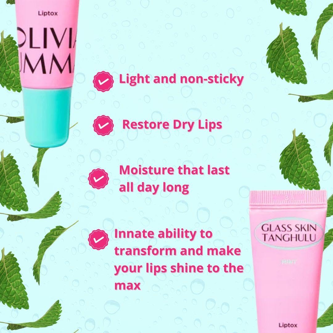 Olivia Umma Mint Glass Skin Tanghulu Liptox - Korean Plumping Lip Balm with Peppermint, Shea Butter & Macadamia Seed Oil - Restore Dry Lips and Shine Beauty and Personal Care OLIVIAUMMA