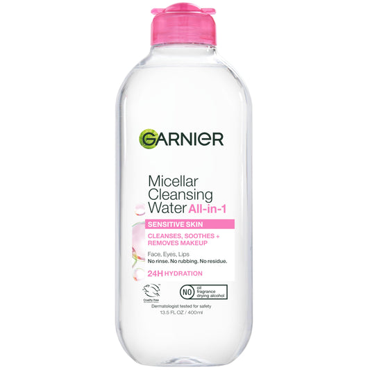 Garnier Micellar Water, Hydrating Facial Cleanser & Makeup Remover, Suitable for Sensitive Skin, Vegan, Cruelty Free, 13.5 Fl Oz (400mL), 1 Count Beauty and Personal Care Garnier Default Title