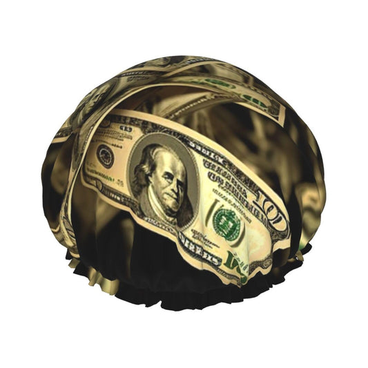 Dollar Sign Money Shower Cap For Women Reusable Double Layers Bathing Bath Cap Hair Caps Waterproof Elastic Band Ladies Spa Salon Shower Hat Hair Caps Beauty and Personal Care GDSHJKLW