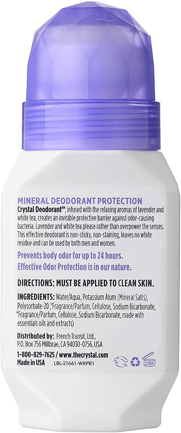 Crystal Mineral Deodorant Roll-On, Lavender & White Tea 2.25 oz (Pack of 4) Beauty and Personal Care Crystal Essence