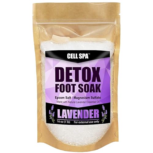 Cell Spa Detox Foot Soak Bath Premium 16 Ounce Lavender Scented Epsom Salt Magnesium Sulfate to Help Detox, Relieve Stress, Eliminate Odors & Soften Beauty & Personal Care Cell Spa