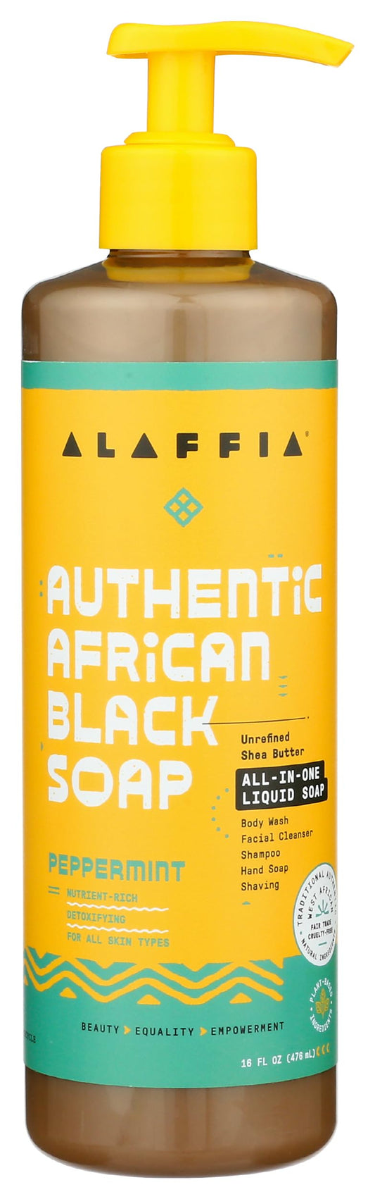 Alaffia - Authentic African Black Soap, All-in-One Body Wash, Shampoo, and Shaving Soap For All Skin and Hair Types, Fair Trade, No Parabens, Non-GMO Beauty & Personal Care Alaffia