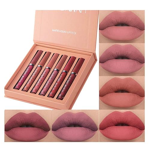 6Pcs Matte Liquid Lipstick Makeup Set, Matte liquid Long-Lasting Wear Non-Stick Cup Not Fade Waterproof Lip Gloss (Set B) Beauty & Personal Care BestLand