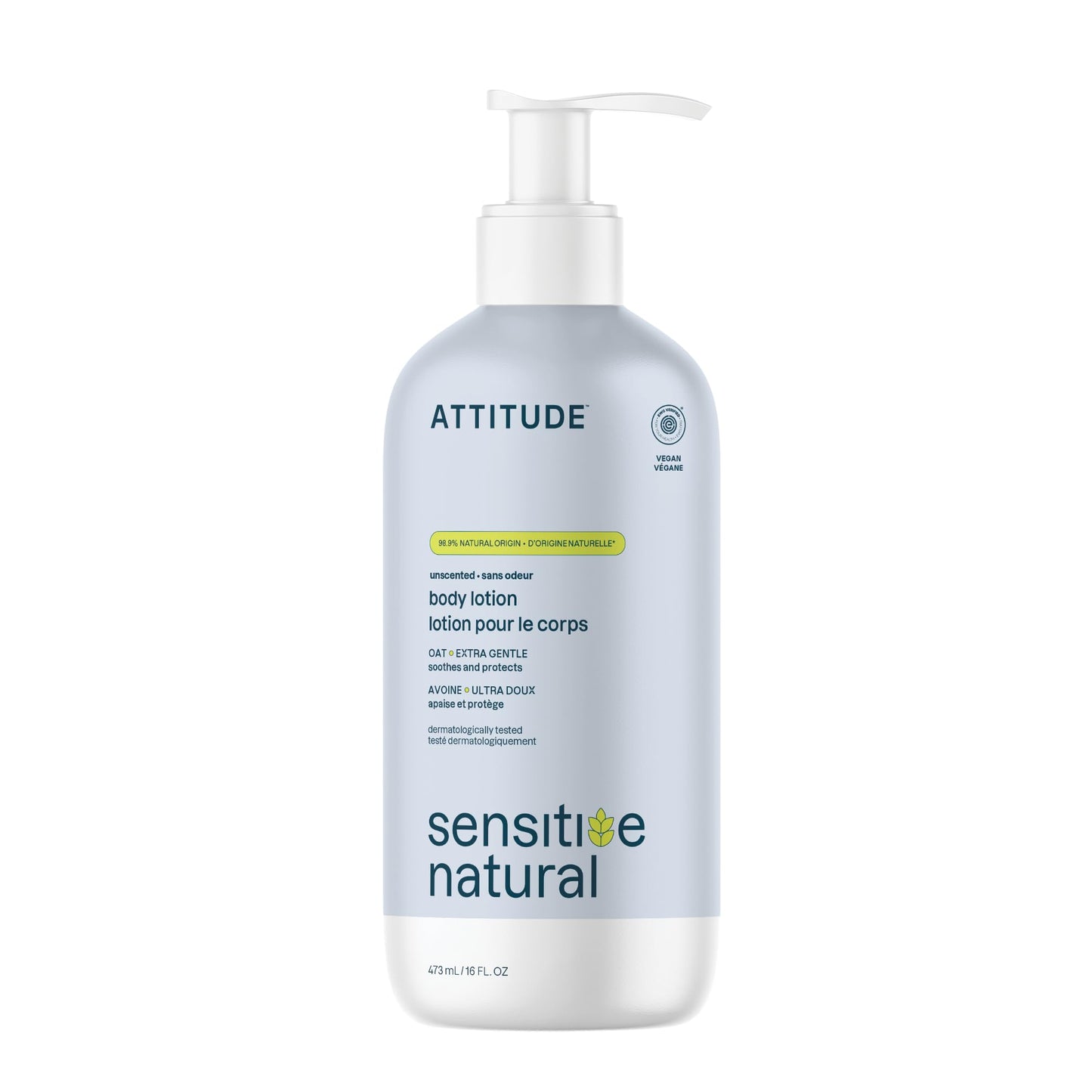 ATTITUDE Body Lotion for Sensitive Skin with Oat, EWG Verified, Dermatologically Tested, Vegan, Extra Gentle, Unscented, 16 Fl Oz Beauty & Personal Care BIO SPECTRA ATTITUDE