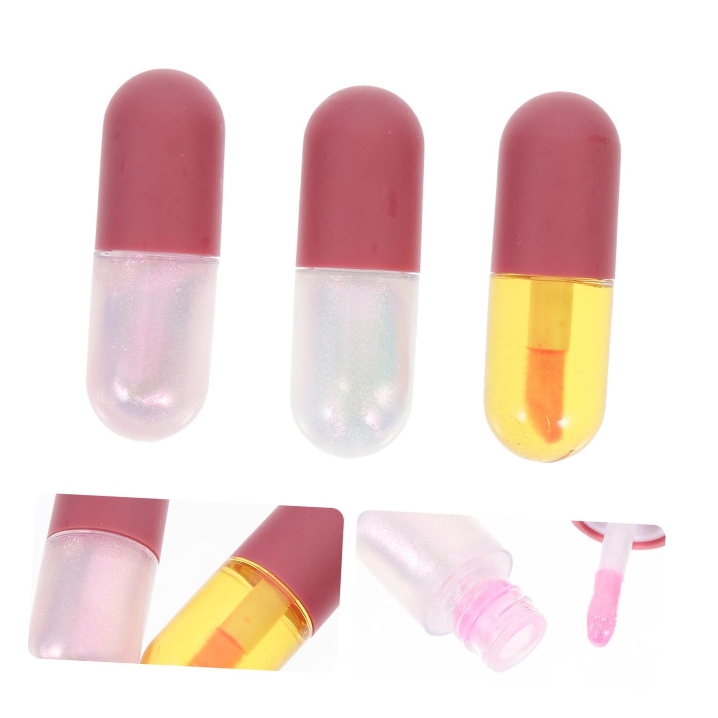 OUNONA 3Pcs Shimmering Lip Plumper Oil Set Hydrating Moisturizing Gloss for Women Color Changing Lip Care Pearlescent Finish Beauty and Personal Care OUNONA
