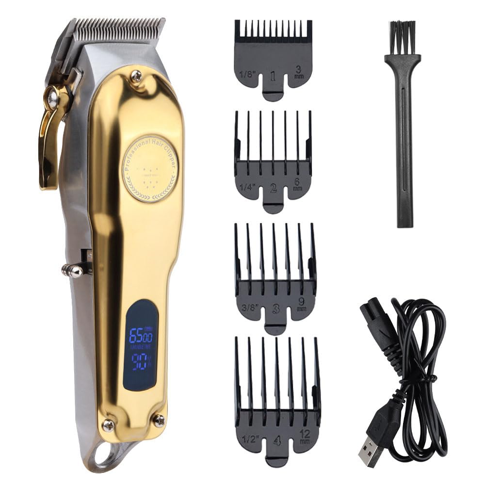 QDKVTNDJZ Electric Cordless Hair Clippers for Men, Rechargeable Beard/Hair Trimmer with LCD Digital Display, 4 Limit Combs,Multifunctional Cutting Beauty and Personal Care QDKVTNDJZ