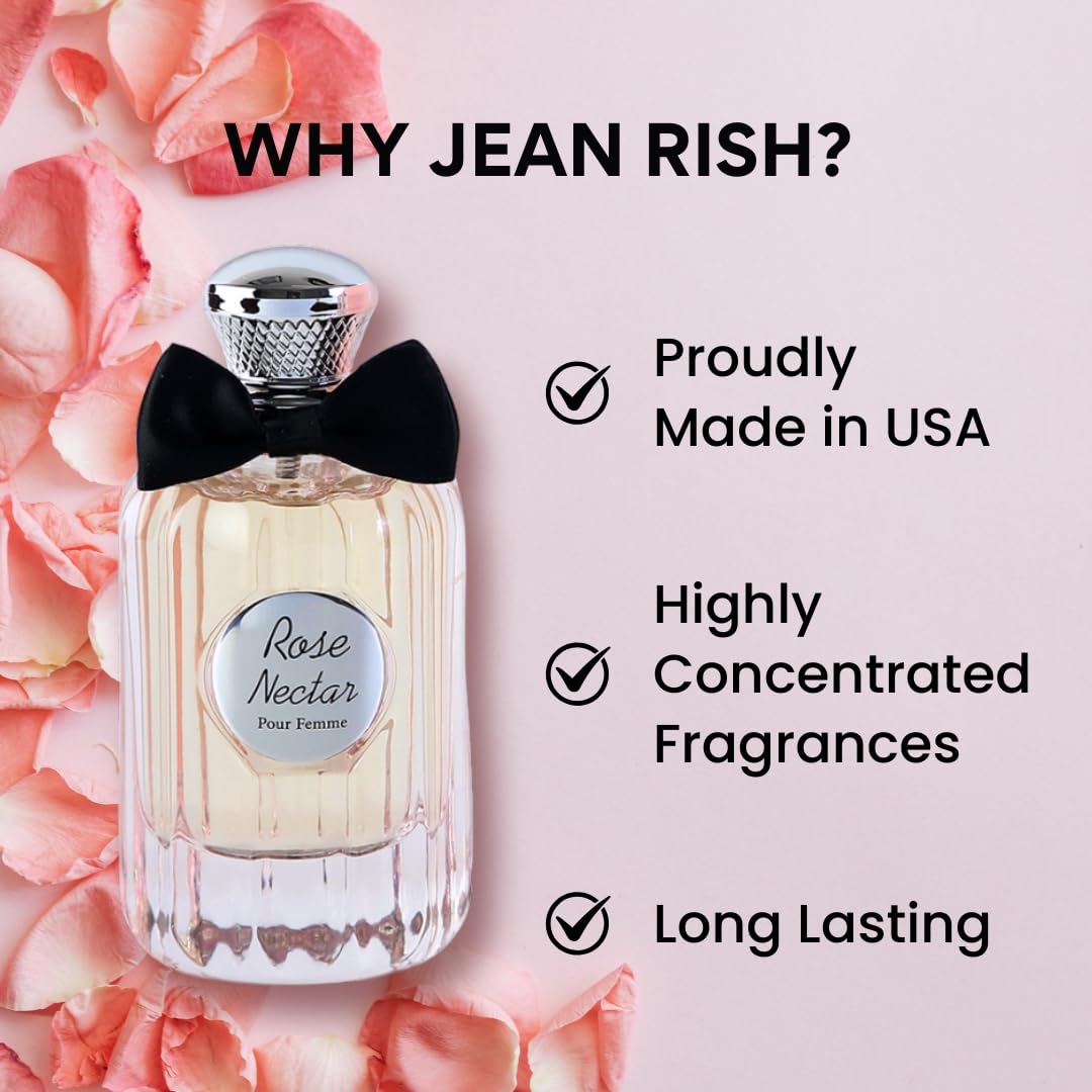 Jean Rish Rose Nectar Perfume for Women Eau De Parfum, Long-Lasting Luxury Fragrance, Made In USA - Rose, Cedar, Musk Scent - 100ml / 3.4 oz Beauty & Personal Care Jean Rish