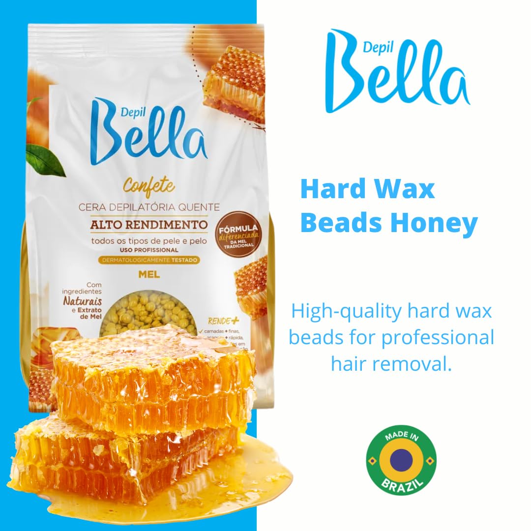 DEPIL BELLA Hard Wax Beads Honey 2.2 lbs for Hair Removal - Professional Hair Removal Wax Beads - All Skin and Hair Types - Natural Ingredients Beauty and Personal Care DEPIL BELLA