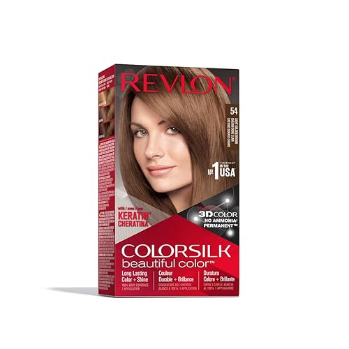 Revlon Permanent Hair Color, Permanent Hair Dye, Colorsilk with 100% Gray Coverage, Ammonia-Free, Keratin and Amino Acids, 54 Light Golden Brown, 4.4 Beauty & Personal Care REVLON