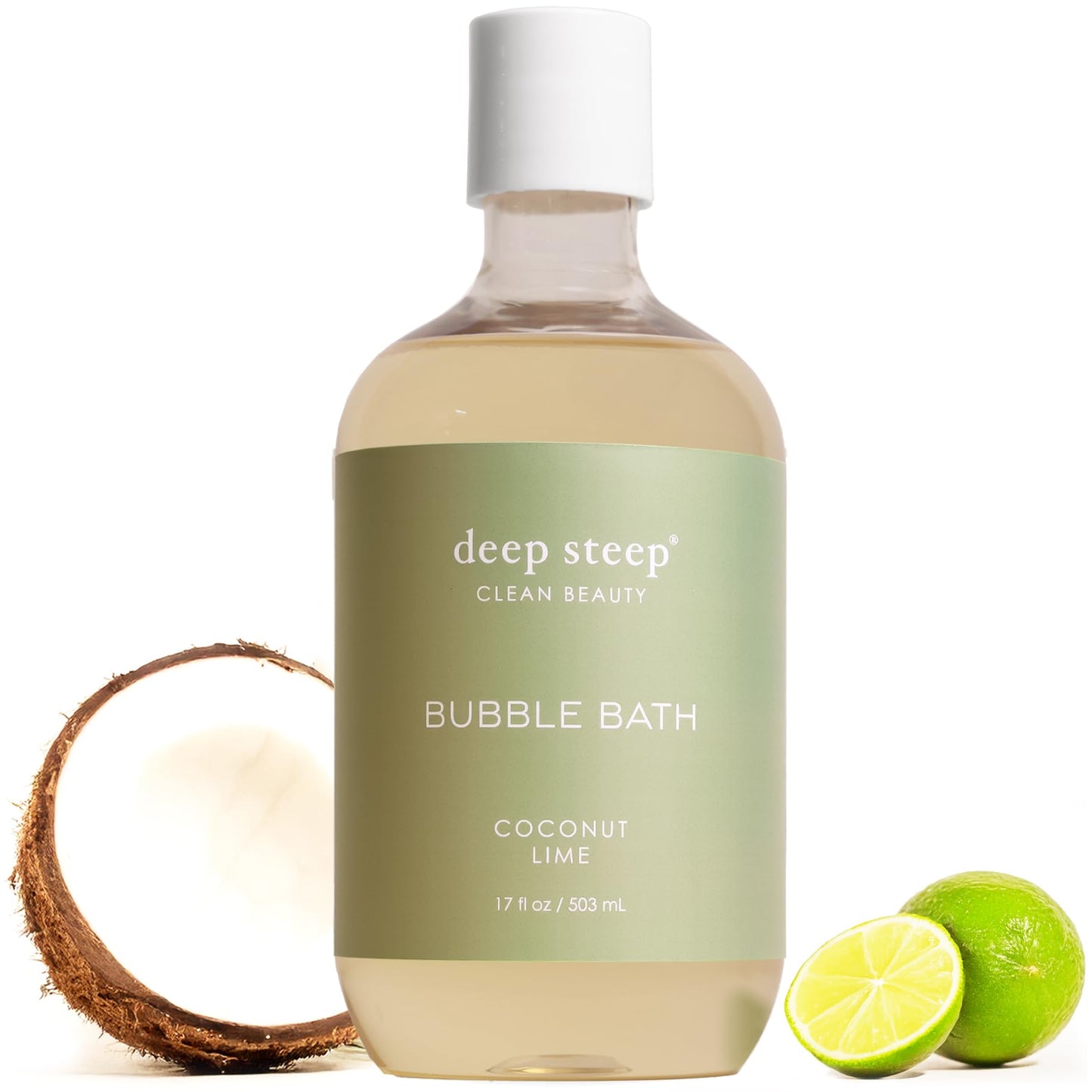 Deep Steep Coconut Lime Bubble Bath for Women, Hypoallergenic, Clinically Tested, Clean Formula for Sensitive Skin, Sulfate-Free, 17 fl oz Bottle Beauty and Personal Care Deep Steep