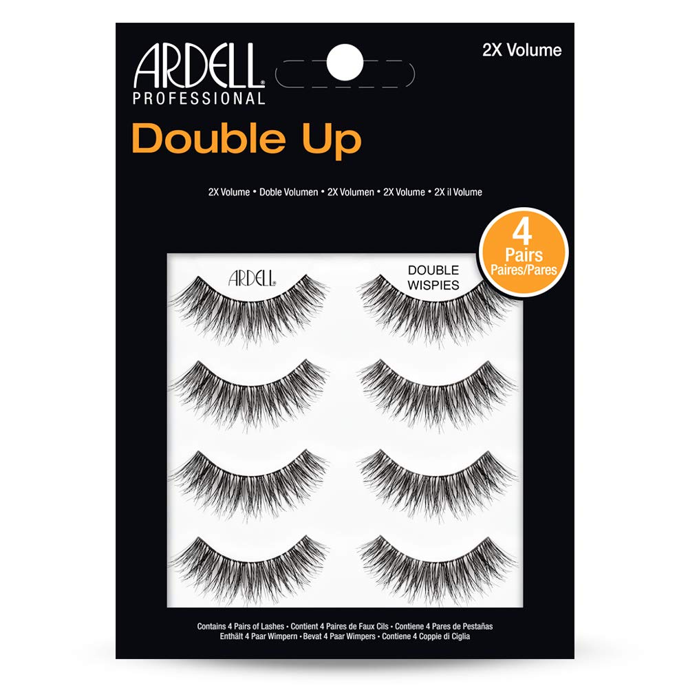 Ardell Double Up Wispies False Eyelashes, Dramatic Full Volume Wispy Lashes, Reusable and Easy to Apply, Black, 4 Pairs Beauty & Personal Care Ardell