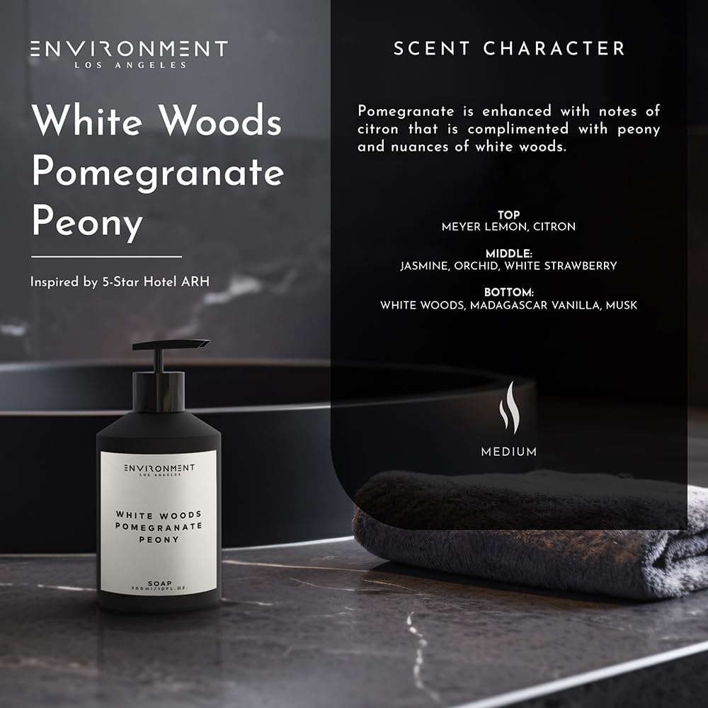 ENVIRONMENT Inspired by 5-Star Resort ARH Hand Soap, 300ml Luxury Liquid Hand Soap (White Woods | Pomegranate | Peony) Home Essentials, Kitchen Beauty & Personal Care ENVIRONMENT