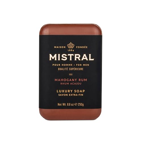 Mistral Mahogany Rum Luxury Bar Soap for Men | Men’s Natural Soap Bar | Paraben, Phthalates Free | Moisturizing & Triple-Milled Natural Soap for Men Beauty & Personal Care Mistral