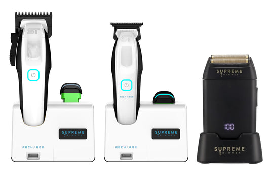 Supreme Trimmer 3-in-1 Recharge Hair Clipper, Beard Trimmer & Crunch Foil Shaver Combo - Removable Batteries, Smart USB Charging Base, Master Barber Beauty and Personal Care Supreme Trimmer