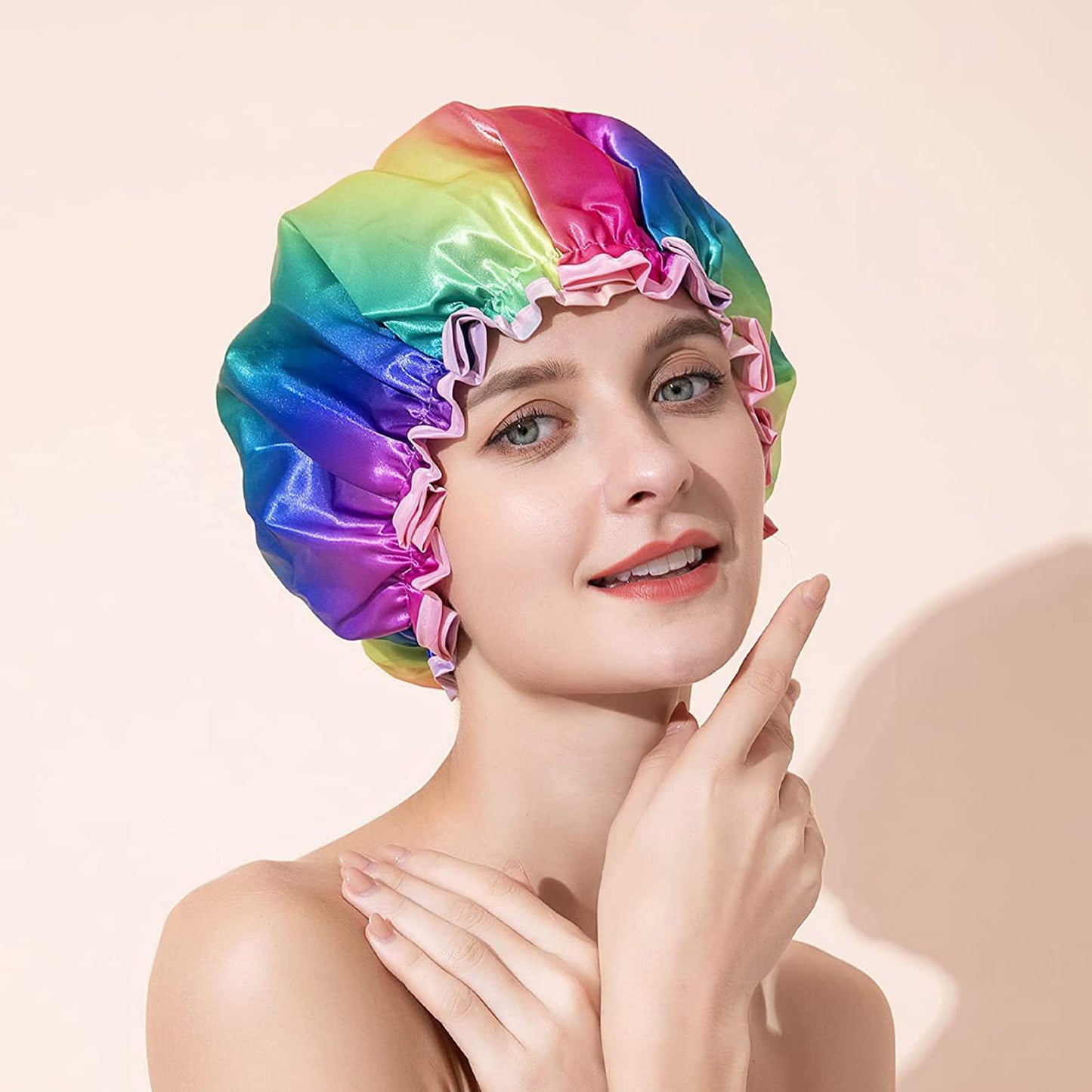 Multi-color Shower Hat Thicken Hair Salon Elastic For Woman Girls Bath Bathroom Supplies Bathing Hats Woman For Adults Beauty and Personal Care Shurhome