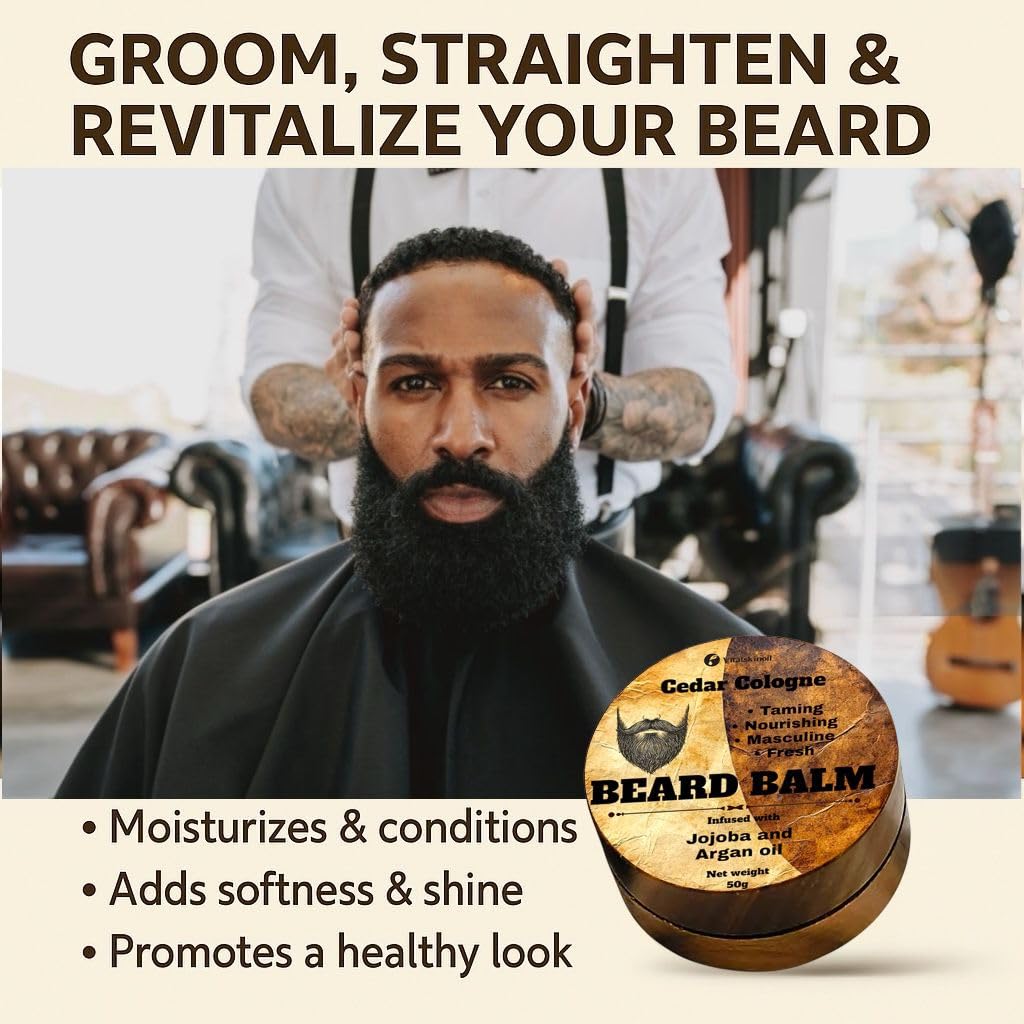 Beard Balm for Men, Cologne Scented with Shea Butter, Jojoba and Argan Oil Beauty and Personal Care VITALSKINOIL