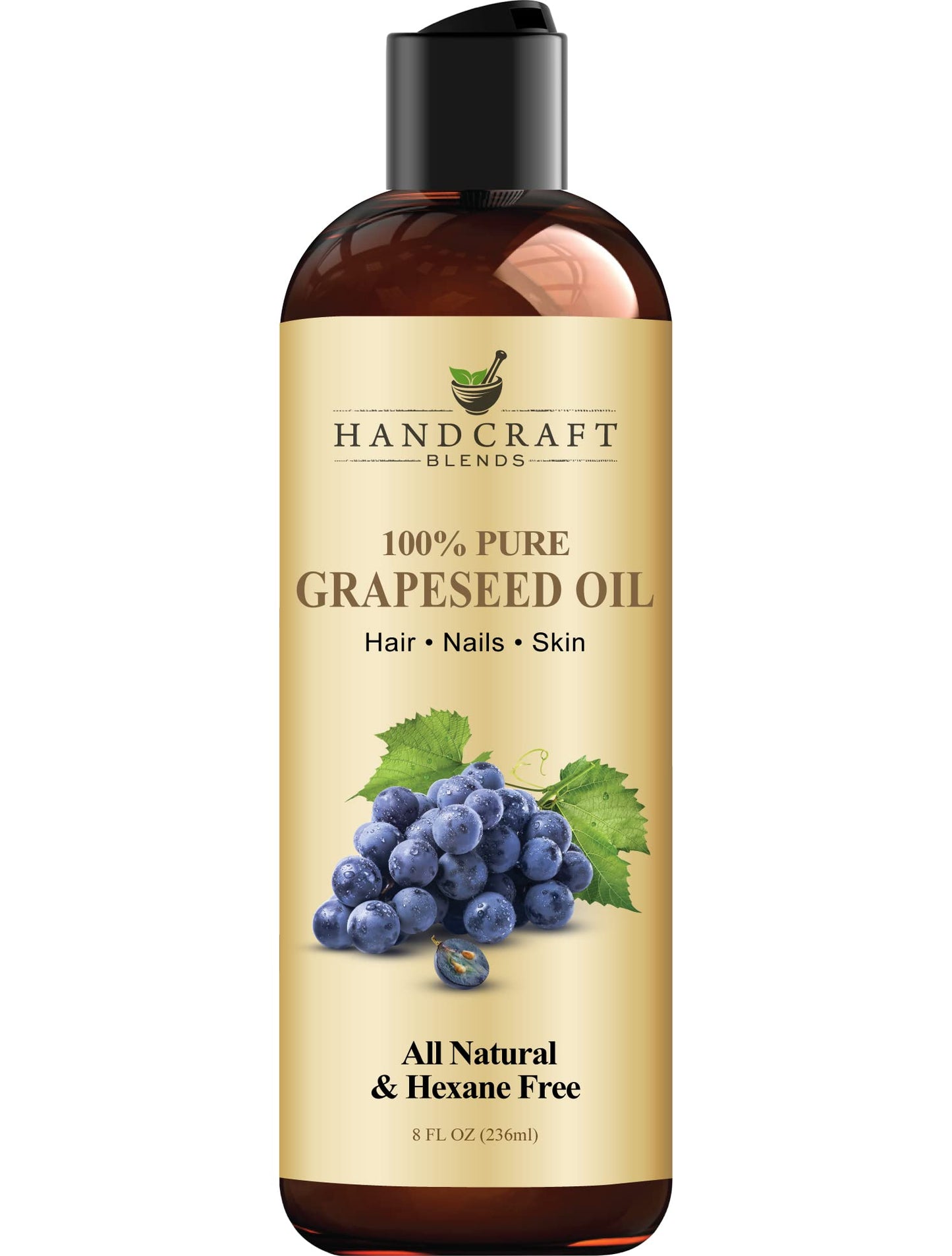 Handcraft Blends Grapeseed Oil - 100% Pure and Natural - Bath & Body Oil - Premium Grade Carrier Oil - Skin - Hair - Body - Massage - Cold-Pressed Beauty and Personal Care Handcraft Blends