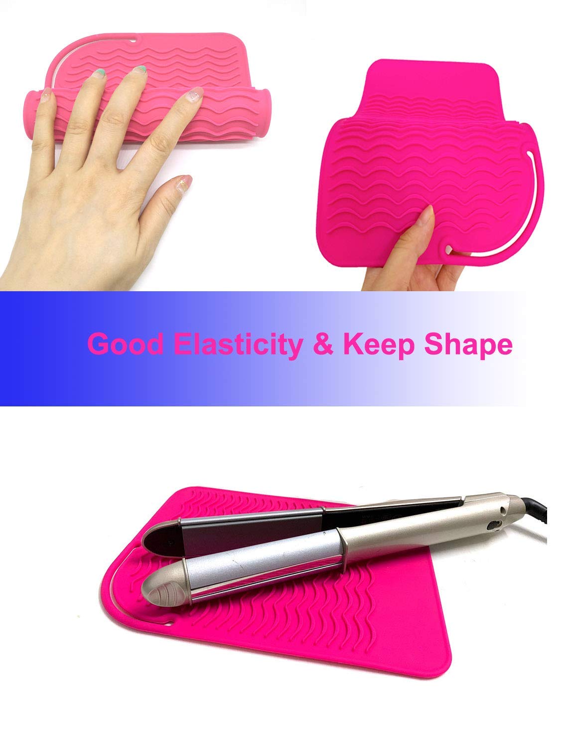 Heat Resistant Mat for Curling Iron, Flat Irons and Hair Straightener Hair Styling Tools 9" x 6.5", Food Grade Silicone, Pink Beauty & Personal Care AFT90