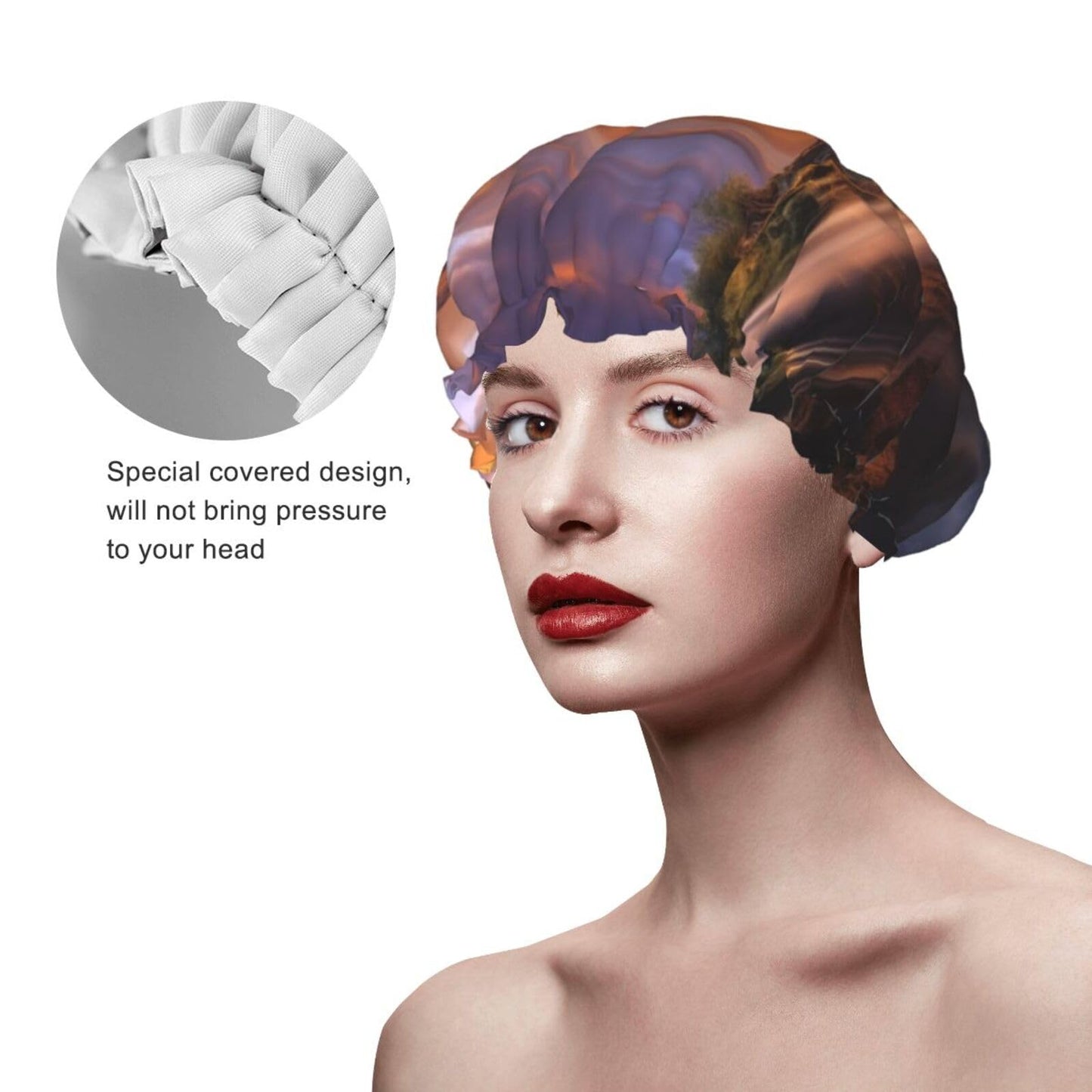 Waterfall at Sunset Shower Cap for Women Men Large Reusable Shower Bonnet Double-Layer Waterproof Bath Caps Elastic Band Hair Hat for All Hairstyles Beauty and Personal Care BWLHJKE