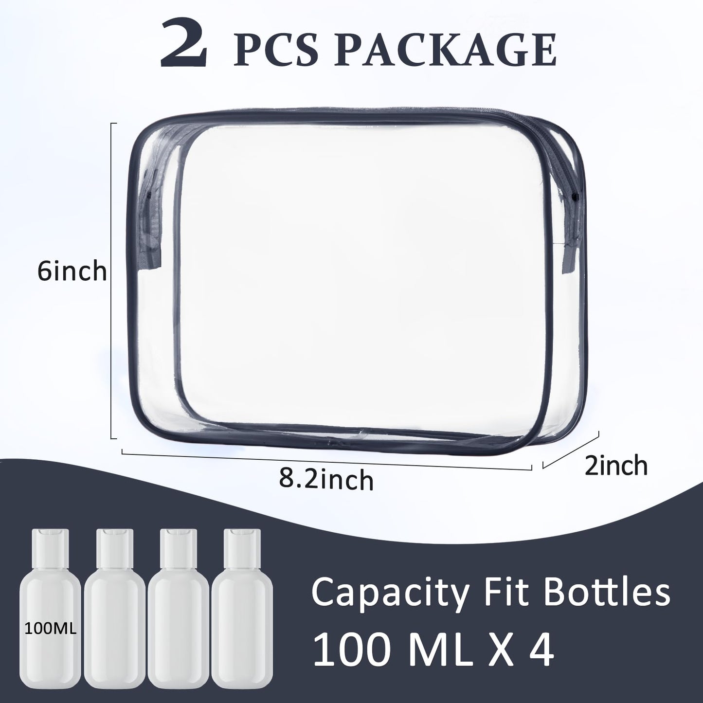 COSHAYSOO 2Pcs Clear TSA Approved Toiletry Bag Quart Size for Women Teenager Girls Two Kit Carry on Waterproof Air Airport Airline Traveling Beauty and Personal Care COSHAYSOO