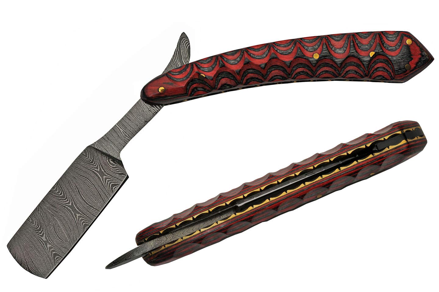 SZCO SUPPLIES 6" Red Grooved Damascus Razor Beauty and Personal Care SZCO