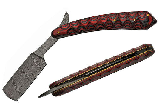 SZCO SUPPLIES 6" Red Grooved Damascus Razor Beauty and Personal Care SZCO