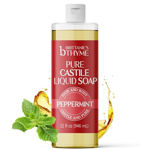 Brittanie’s Pure Castile Liquid Soap Refill, Peppermint, 32 Ounce | Dish Soap, Hair & Body, Home, Gentle and Pure, Made with Natural Luxurious Oils Beauty & Personal Care Brittanie's Thyme