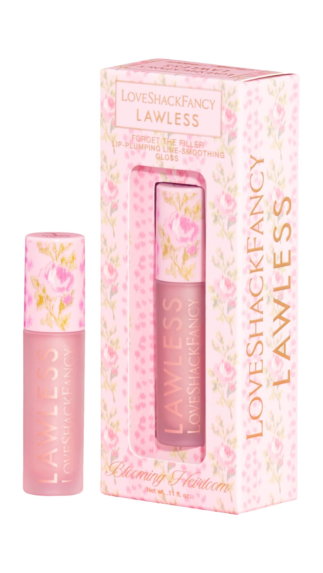 Lawless Women's x LoveShackFancy Forget The Filler Lip Plumping Gloss, Blooming Heirloom, Pink, 0.11 Ounce Beauty & Personal Care Lawless
