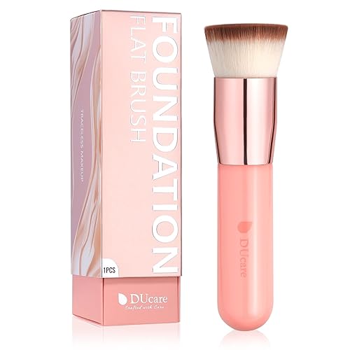 DUcare Flat Top Kabuki Foundation Brush - Premium Makeup Brush for Liquid, Cream, and Powder - Buffing, Blending, and Face,Pink Beauty & Personal Care DUcare