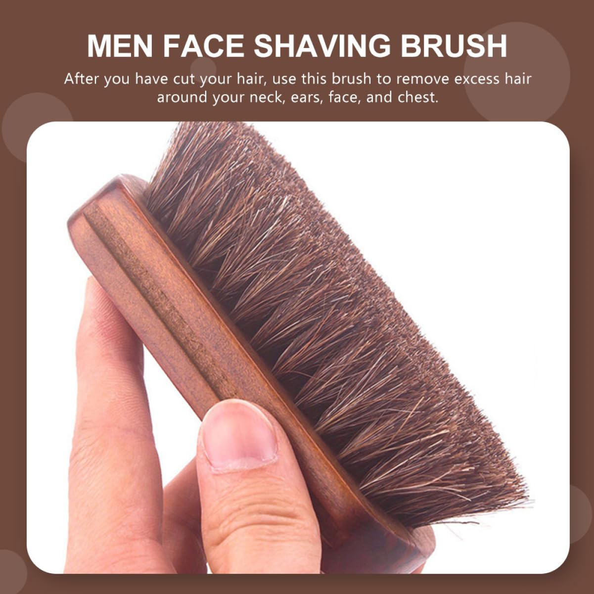 Angoily Horsehair Beard Brush for Men, Beard Straightener, Wood Handle Neck Duster Sweeping, Detangling Facial Hair, Soft Bristle for Home and Barber Beauty and Personal Care Angoily