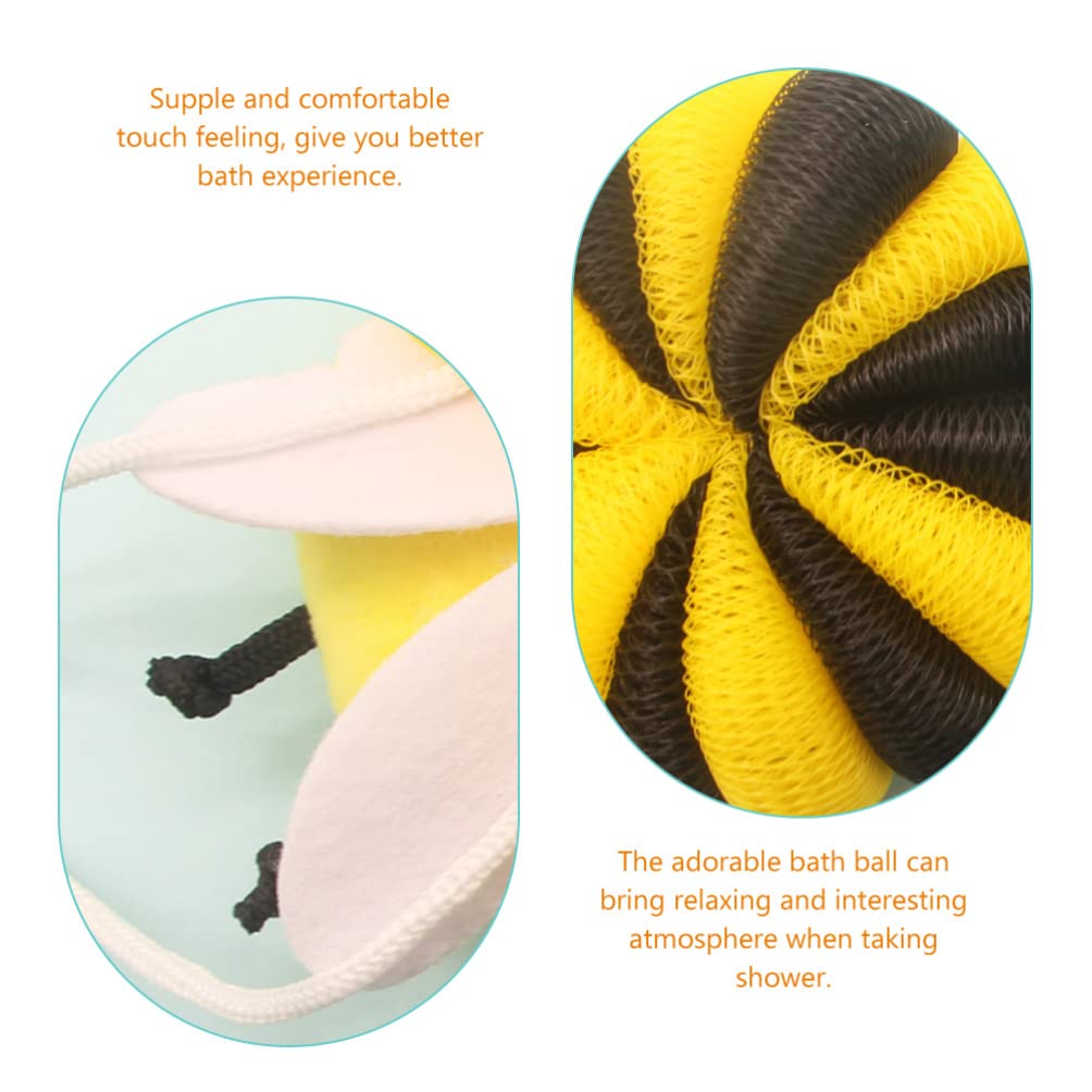 Beaupretty Little Bee Bathing Ball 2 Pack Kids Cartoon Shower Loofah Body Scrubber with Hanging Lanyard for Gentle Exfoliating and Quick Drying Beauty and Personal Care Beaupretty